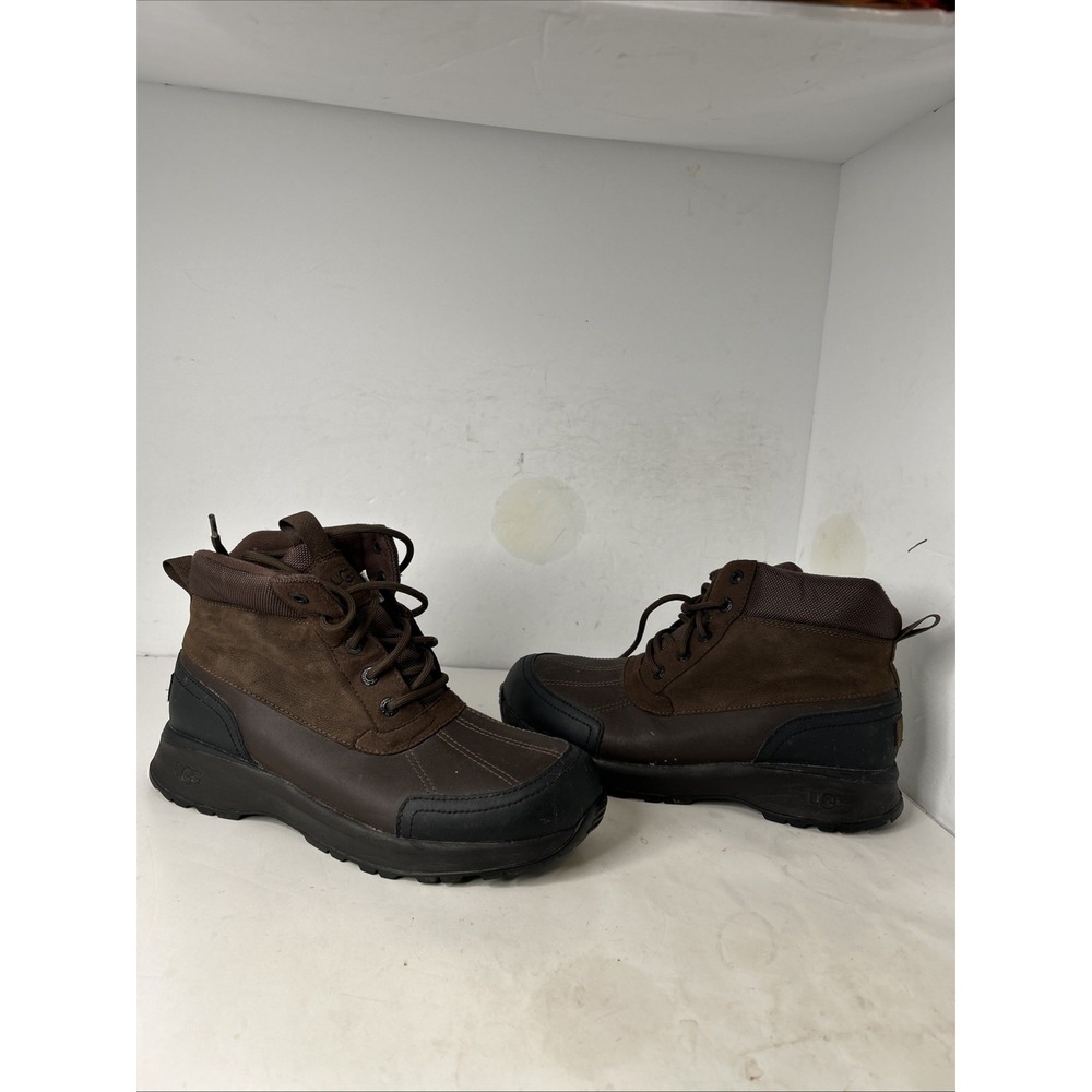 UGG Emmett Duck Boots -Waterproof Snow Boots -Stout Brown Leather -US 9